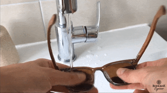 Rinse the soap and remaining dirt from your sunglasses or glasses