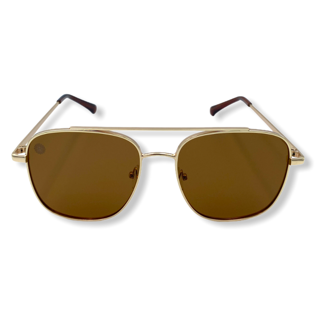 Gold Metal Amber Lenses Sunglasses | Beingbar New Classic Collection
